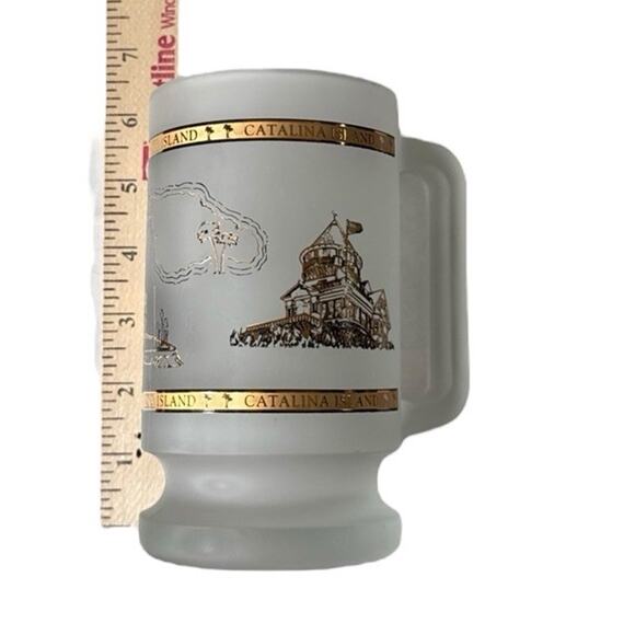 Catalina Island California Frosted Glass Beer Bar Mug Heavy 22K Gold Los Angeles - Picture 8 of 8